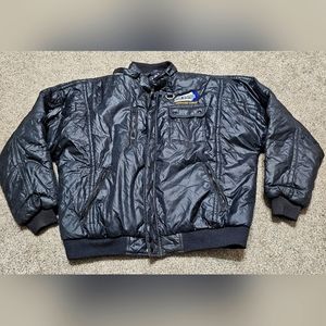 Vintage Turning Point Mens semi Truck Puffer Coat 90s Embroidered Custom